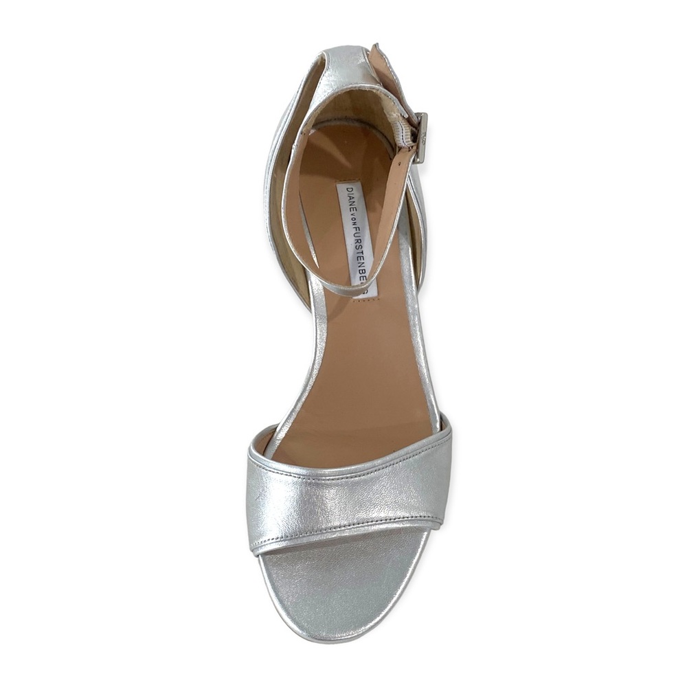 DVF Cork Wedge Sandals, Silver, Size 6 - Picture 4 of 5